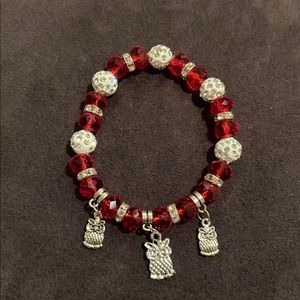 Handmade Beaded Gemstone Charm Bracelet..